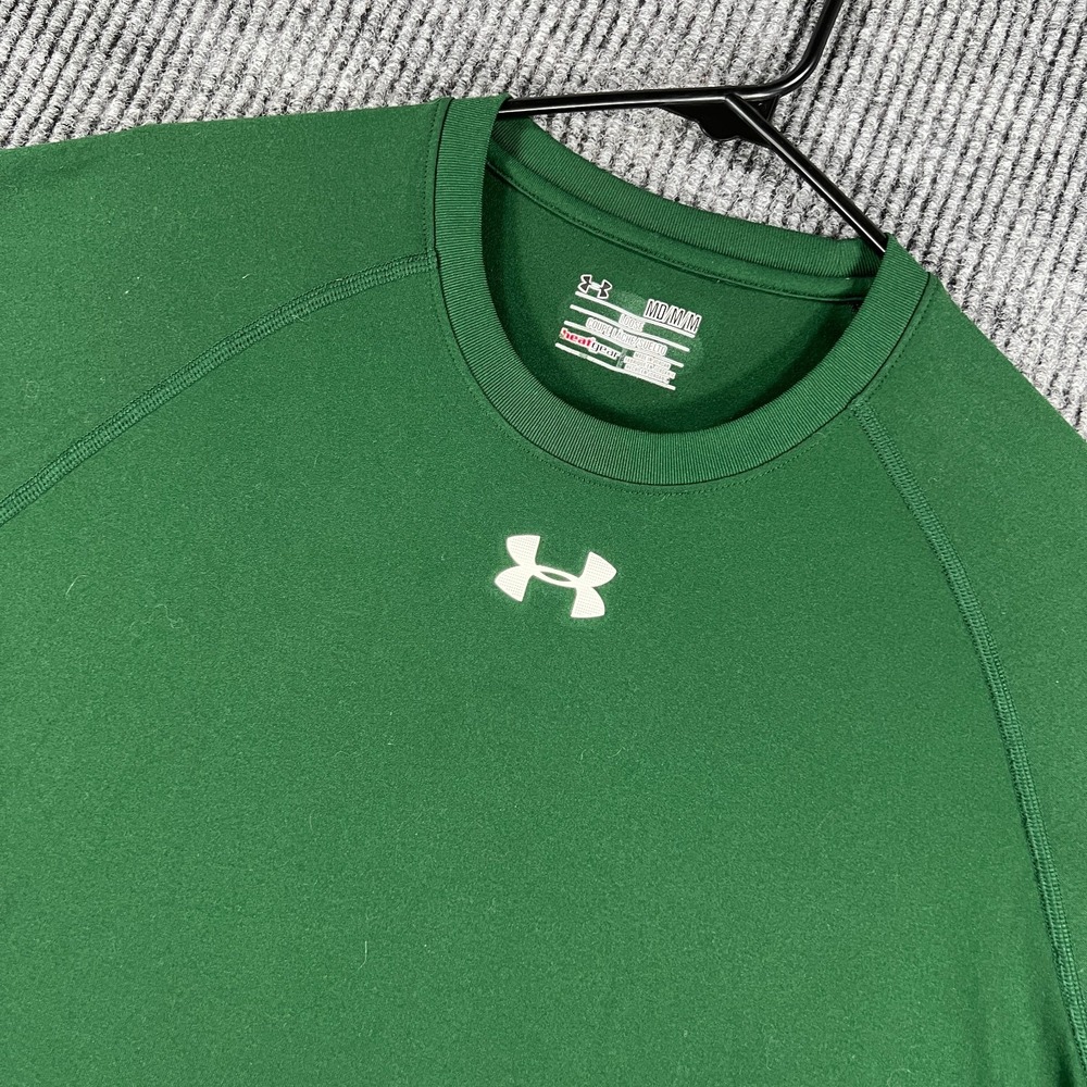 Under Armour Short Sleeve Shirt Mens Medium Green Heatgear Loose Active Gym